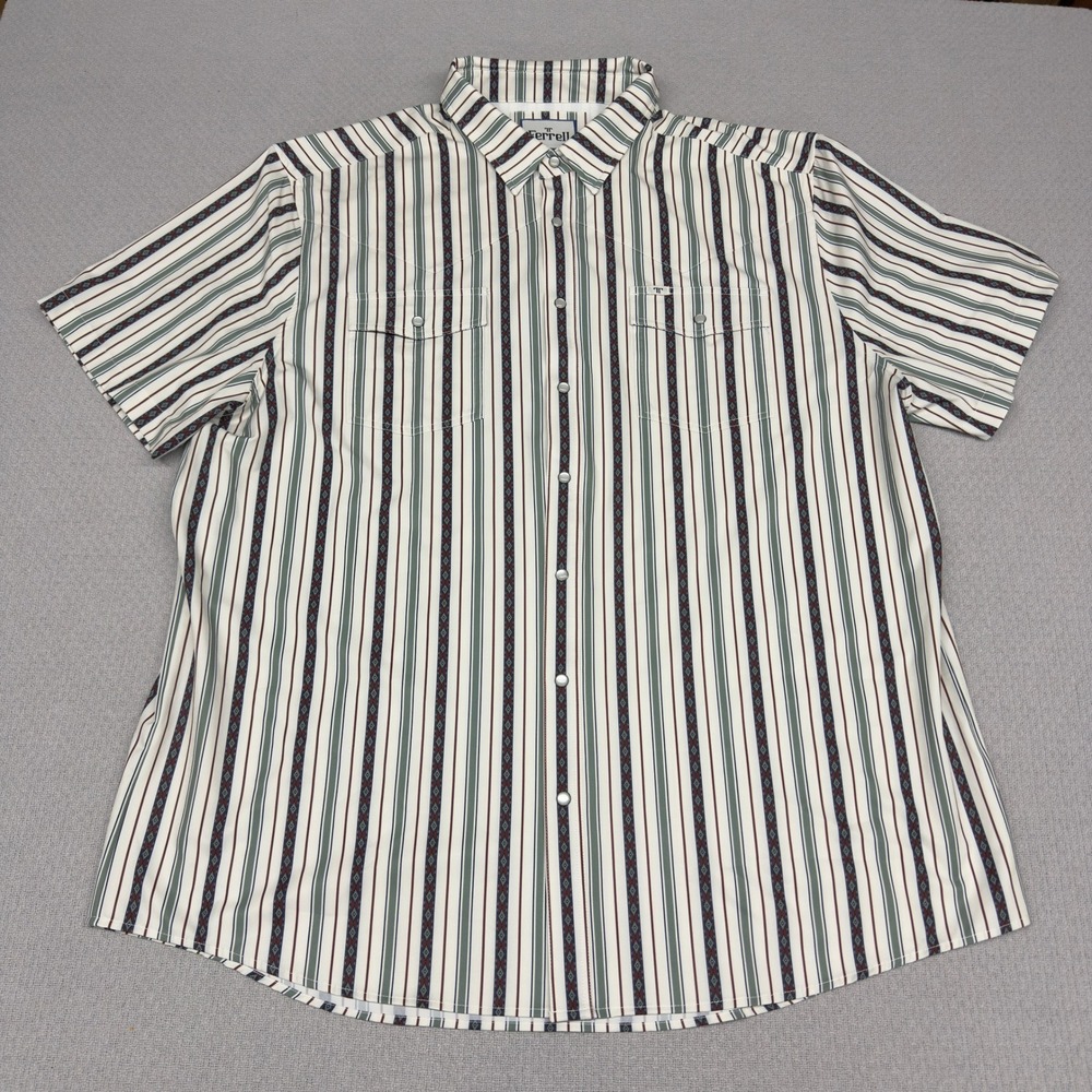 Ferrell Pearl Snap Shirt Mens 3XL Striped Vented Performance Fishing Hiking